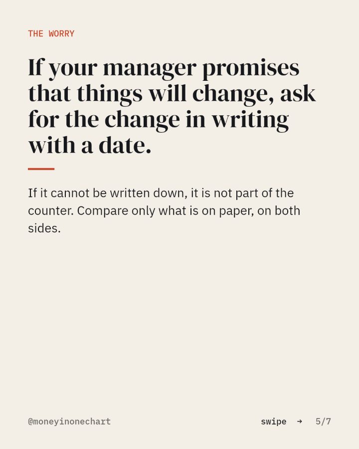 Slide 5 of 7: If your manager promises that things will change, ask for the change in writing with a date.