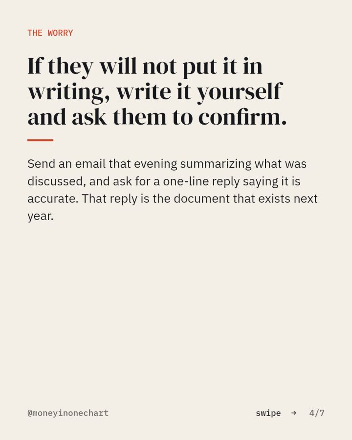 Slide 4 of 7: If they will not put it in writing, write it yourself and ask them to confirm.